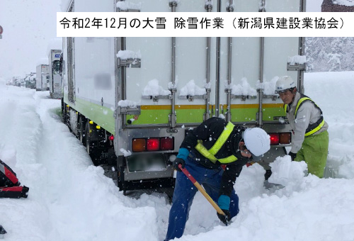 令和2年12月の大雪 除雪作業（新潟県建設業協会）