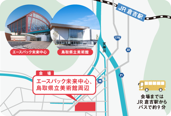 エースパック未来中心、鳥取県立美術館周辺